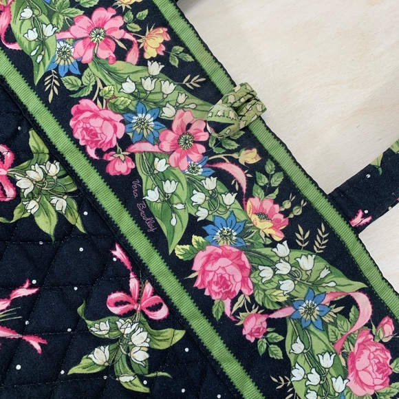 Vera Bradley retired design Black Floral New Hope large tote with Wallet - Picture 3 of 6